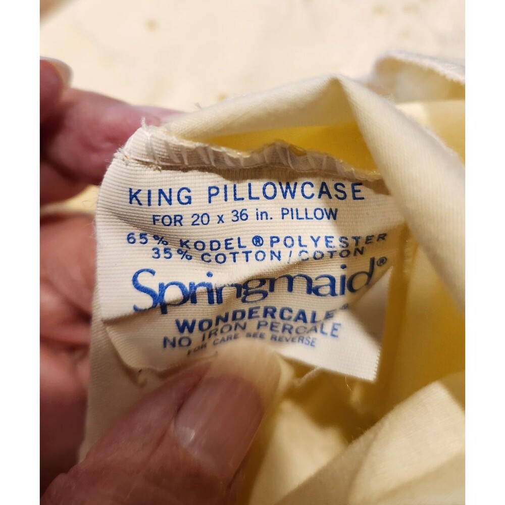 Vintage Springmaid Wondercale King Fitted, Flat Sheet Set 78x80 King Pillowcases - Picture 5 of 5